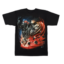 Load image into Gallery viewer, Red Bike Skull Bandana Short Sleeve T-shirt  (TS0010)
