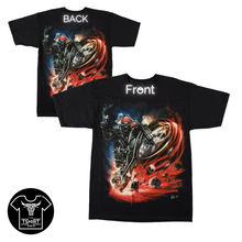 Load image into Gallery viewer, Red Bike Skull Bandana Short Sleeve T-shirt  (TS0010)
