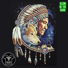 Load image into Gallery viewer, Indian Chief and Wolf Short Sleeve T-Shirt (TS0181)
