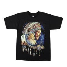 Load image into Gallery viewer, Indian Chief and Wolf Short Sleeve T-Shirt (TS0181)
