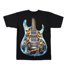 Load image into Gallery viewer, Blue Guitar Skull Short Sleeve T-shirt (TS0021)
