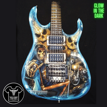 Load image into Gallery viewer, Blue Guitar Skull Short Sleeve T-shirt (TS0021)
