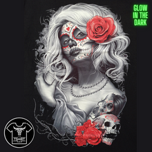 Load image into Gallery viewer, Red Rose Lady Skull Short Sleeve  T-shirt  (TS0038)
