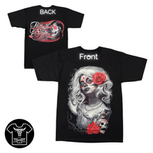 Load image into Gallery viewer, Red Rose Lady Skull Short Sleeve  T-shirt  (TS0038)
