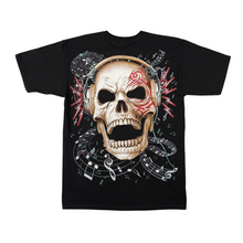 Load image into Gallery viewer, Skull Music Notes Headphones Short Sleeve  T-shirt (TS0042)
