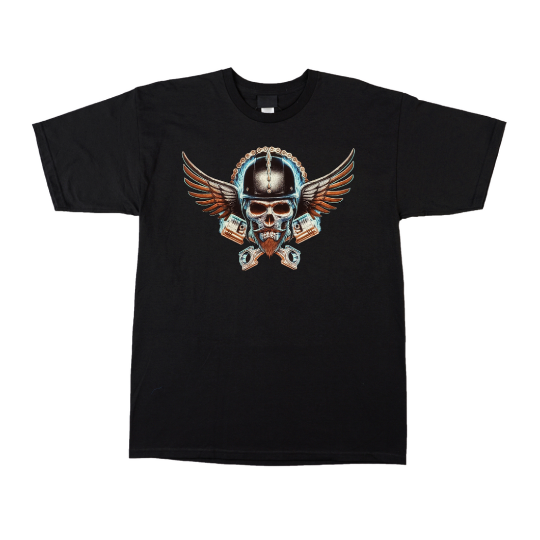 Skull Blue Rock Rider Short Sleeve T-shirts  (TS004)