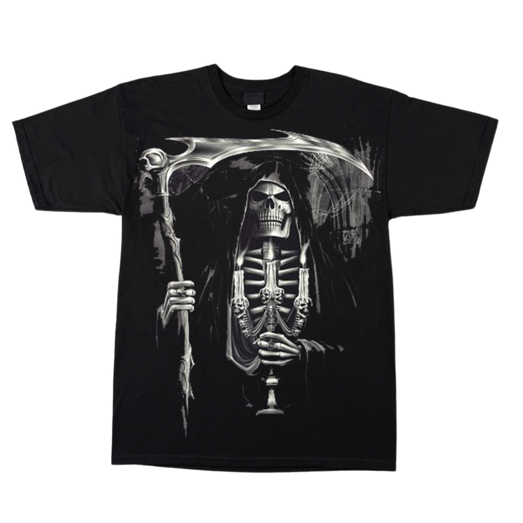 Skull Grim Reaper Candelabra Short Sleeve  T-shirt  (TS0051)