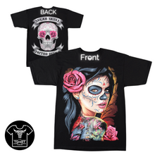 Load image into Gallery viewer, Pink Rose Skull Lady Short Sleeve  T-shirt (TS0057)
